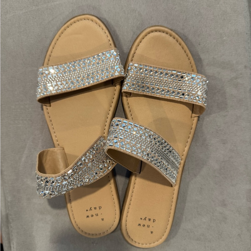 A New Day Silver and Tan Sandals